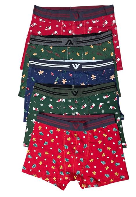 Boxeri barbati de Craciun, imprimeu emoji craciun,culoare diversificata,En-gros